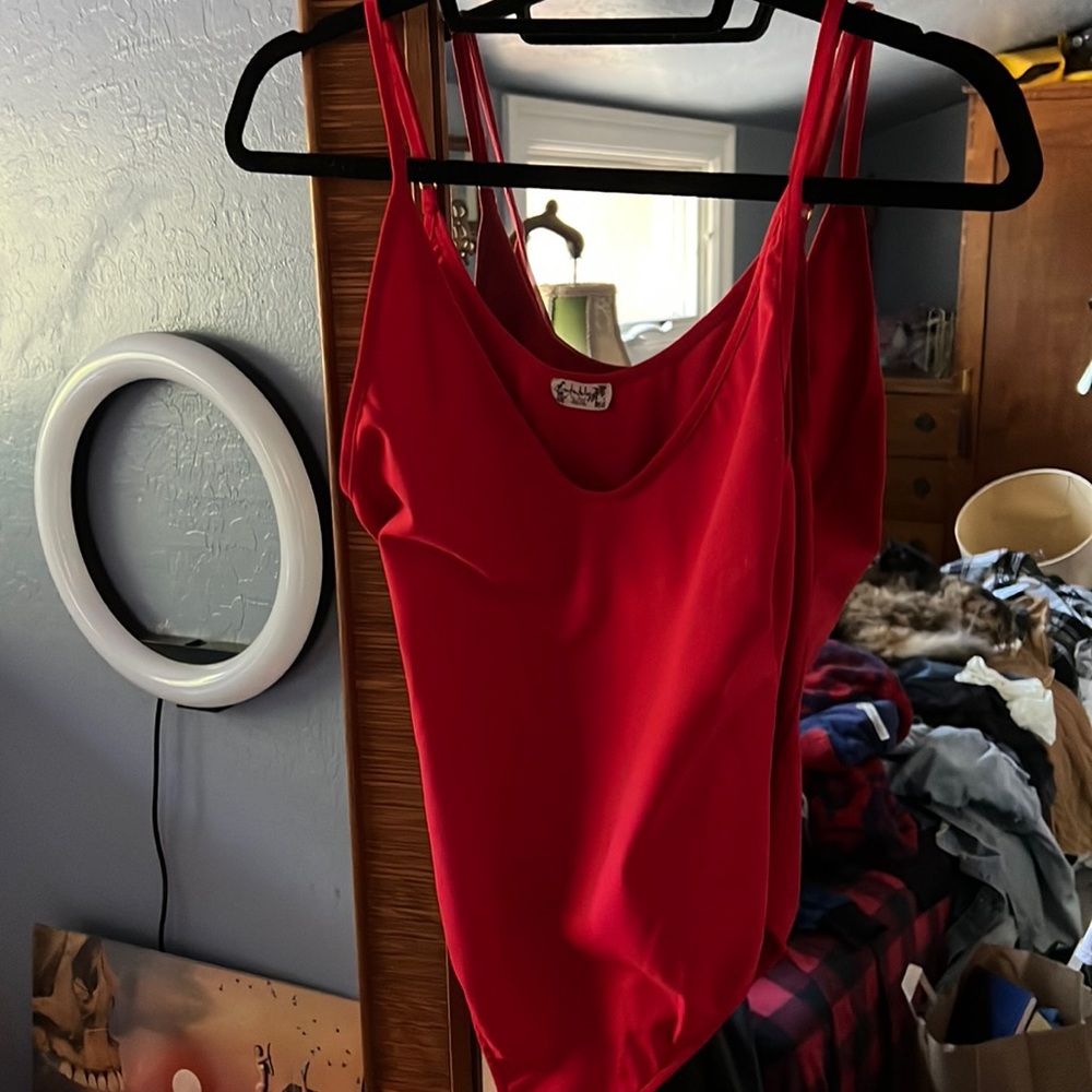 Free people red bodysuit
